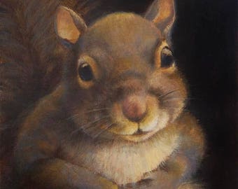 Squirrel Portrait Print - Squirrel Art- Squirrel Painting - Squirrel Print