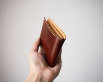 Cordovan Burgundy Bifold leather wallet, handmade wallet