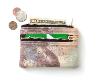 Abstract Painted Wallet Pouch Double Zipper Coin Purse