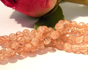 60 6 mm - pale salmon - G274 5 Crackle glass beads