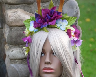 Deer Antlers Stag Doe Faun Fawn headband,flower crown deer antlers,magical forest fairy antlers,Horns,Woodland Spirit Costume, Anime Cosplay