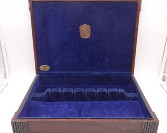 Seal-Brite Wood Silverware Flatware Storage Chest with Blue Tranish Resistant Interior - Lovely Storage Box - Silverware Storage Box