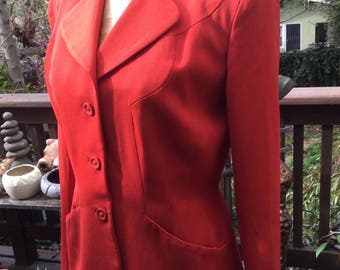 Vintage women's tailored red wool jacket blazer