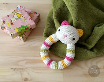 Cat Rattle Pattern | Crochet Rattle Toy | Baby Rattle | Teether Pattern | Infant Rattle PDF Crochet Pattern