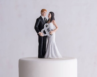 Wedding Cake Top,Mr. & Mrs. Porcelain Figurine, Wedding Cake Topper With Ampersand