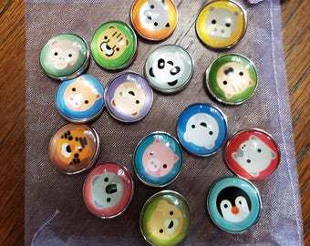 18mm Snap Button Charms - Animals