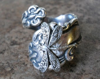 Dragonfly Spoon Ring, Silver Spoon Ring, Dragonfly, silver dragonfly, spoon ring,