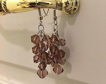 Purple Brown Cluster Earrings
