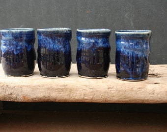 Ceramic cup in 'deepwater': Hand thrown pottery cup makes a great tumbler for water, juice and other refreshments