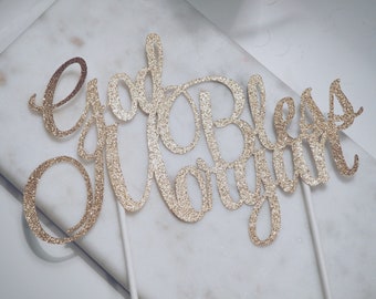 Cake topper; god bless; baptism; communion; confirmation; party decoration; customization;