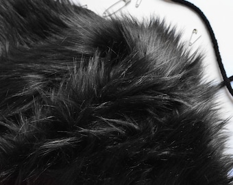 Black Fur Fabric Craft Squares - Craft Fur, Black Faux Fur Fabrics, Black Fake Fur, Black Faux Furs, Black Faux Fur Fabric