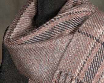 Brown scarf / taupe scarf / handwoven scarf / merino wool scarf / man's scarf /woman's scarf