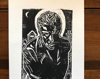 Saint Spike - Original Blockprint inspired by Buffy the Vampire Slayer