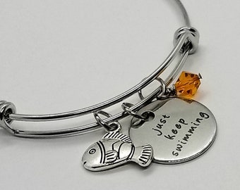 Just Keep Swimming Bracelet, Motivational Jewelry, Inspirational Jewelry