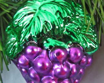 Glass 617 Ornament Grapes Purple & Leaves Inge Glas W Germany Vintage Excellent!