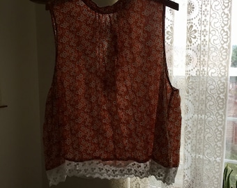 70s Floral Printed Lace Tank
