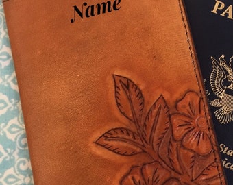 LEATHER PASSPORT COVER/personalized/passport holder