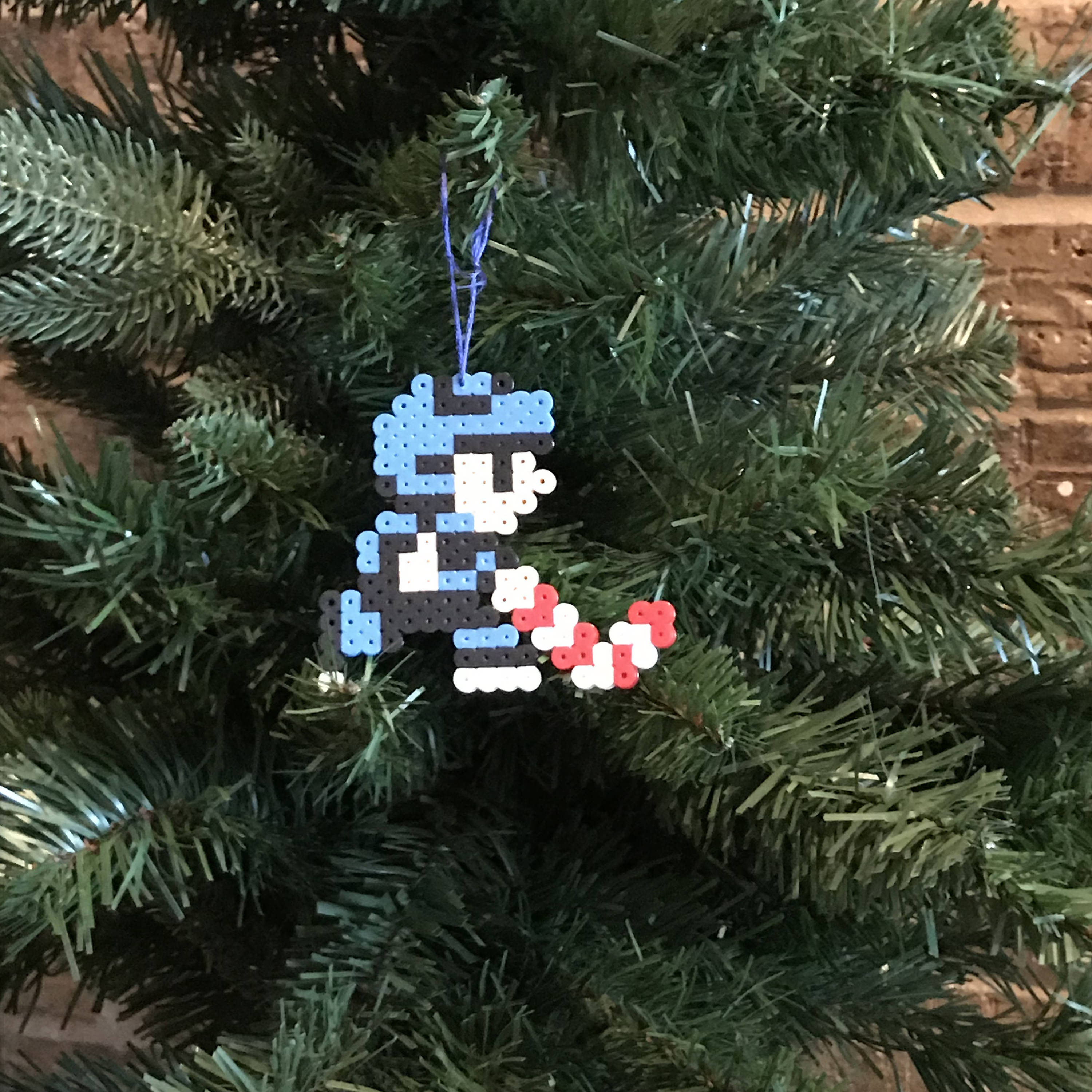 Nintendo Ice Hockey Perler Bead Christmas Ornament