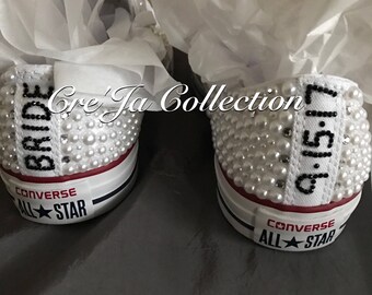 Wedding Converse, Pearl Converse, Bridal Converse, Wedding Sneakers, Bridal Sneakers, Pearl Sneakers, Custom Wedding Shoes, Wedding Chucks