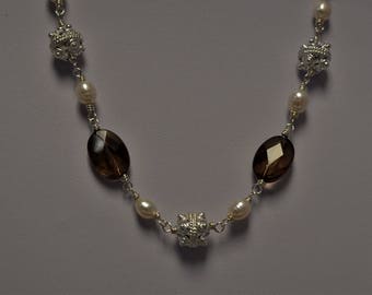 Smoky Quartz and Freshwater Pearl Necklace