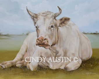 Cow painting "Eulalie" giclee print