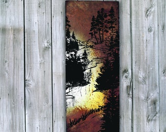Stream Print on Rusted Metal- FREE SHIPPING