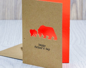 Printable Fathers Day Card Papa Bear Kraft Love You Dad