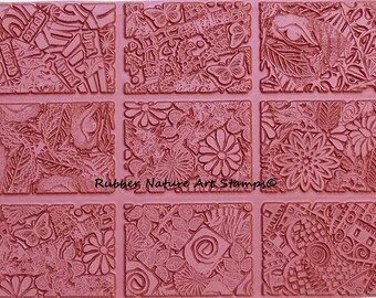9 CoOL! Collaged ATC Rubber Stamps ~ Deep Etched Unmounted Designs ~ Perfect for Artist Trading Cards, Fabric Stamping, Polymer Clay & More!
