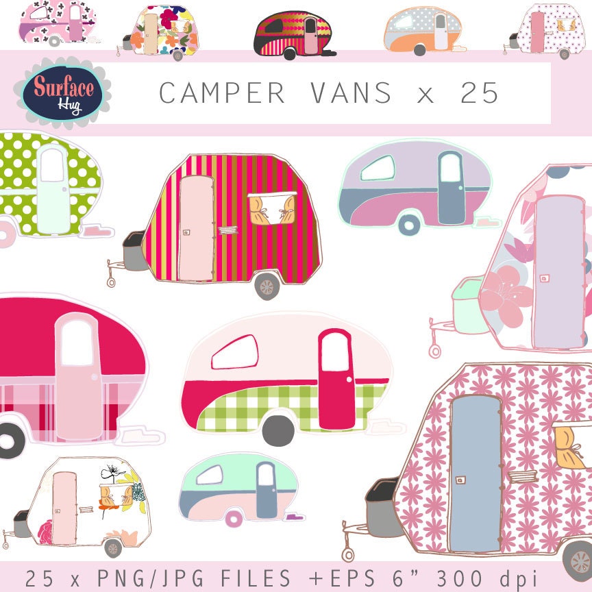 Campervan Clip Art CAMPER VANS Retro Campers Campervan Clip Art CAMPER VANS Retro Campers