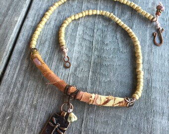 Dragonfly Blossom Sari Ribbon Necklace