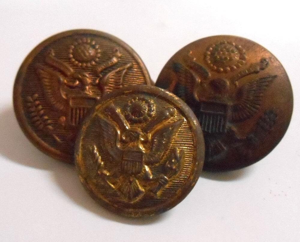 VINTAGE 3 pc metal Military buttons Horstmann City Button