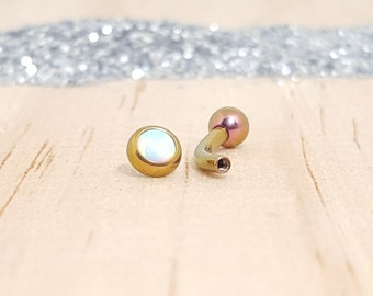 White Opal with Rose Gold Titanium Curved Barbell - Internally threaded