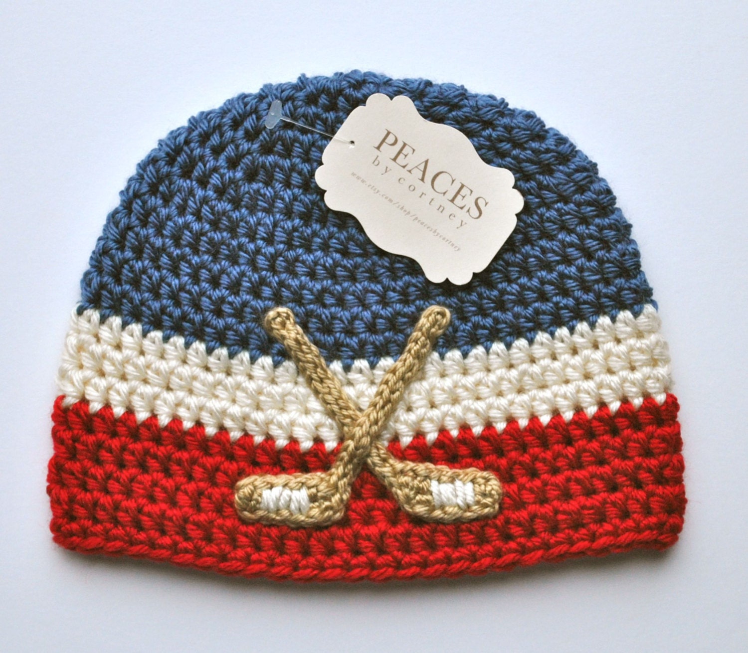 Hockey Baby Hats Red White & Blue Hockey Beanie Hat Baby