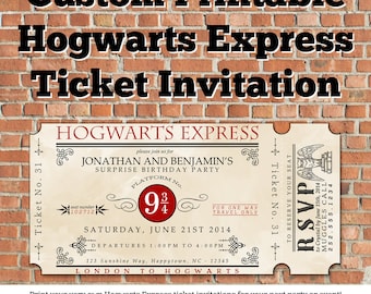 Custom Printable Hogwarts Express Ticket Invitation