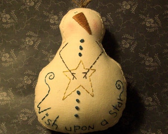 Primitive Stitchery Pattern Snowman Doll Wish Upon A Star