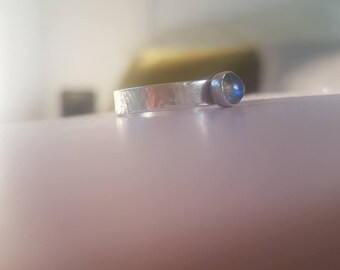Beautiful Blue Flash Labradorite sterling silver stacking ring