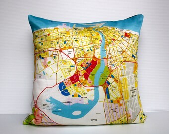 city maps DUBAI- map cushion, organic cotton, pillow, throw cushion, cushion covers, 16 inch, 41cms cushion cover