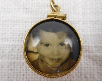 Antique 14k Gold Double Sided Photo Bubble Charm