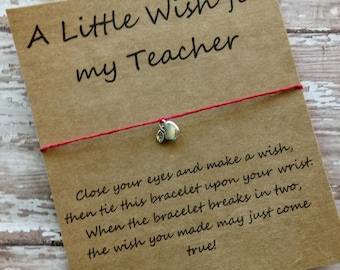 Teacher Gift.Teacher Wish Bracelet.Apple Wish Bracelet.Teacher AppreciationGift.Wish Bracelets.Teacher Gift.Bracelet.Charm Bracelet.Gift