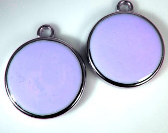 6 Vintage 27mm Lavender Purple Pendants Charms Drops Pd470