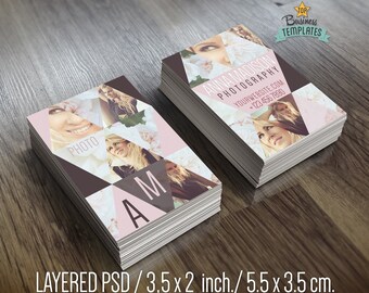 Fashion photography business cards, model business card, triangle calling cards template, business card design, vintage hipster cards