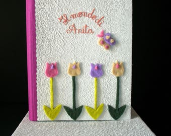 Photo album for children - decoration in felt, thread and paper