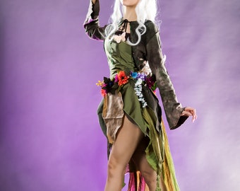 SECOND HAND Periwinkle § spring green wood faerie fairy pixie fantasy dress