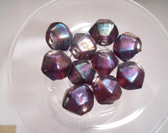 5 glass top 14mm iridescent purple bicone bead