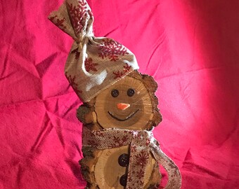 Wood slice snowman star scarf