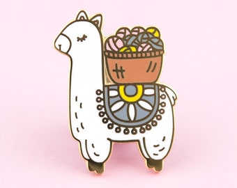 Llama Pin | alpaca pin, yarn pin, yarn enamel pin, knitting pin, knitting pin, crocheting pin, crochet pin, knit pin, alapca enamel pin