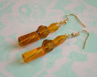 Amber Glass Dangling Earrings