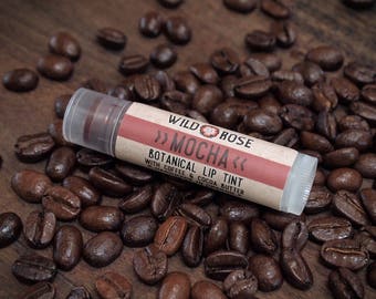 Natural Lip Tint MOCHA Organic Cocoa + Coffee - Mica Free Botanical Lip Color - .15 oz stocking stuffer