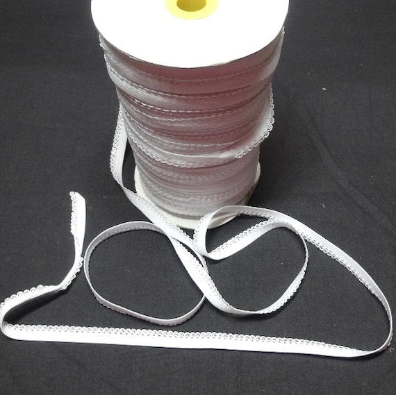 White Lingerie Elastic with Decorative Loop Edge BY the YARD