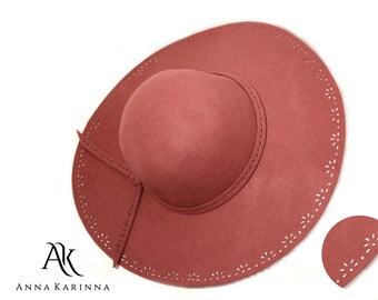 Floppy Hat, Wool Hat, Fedoras Hat, Powder Pink Hat, 100 % Wool Wat, Light Rose Pink hat, Fashion Hat by AnnaKarinnaDesign